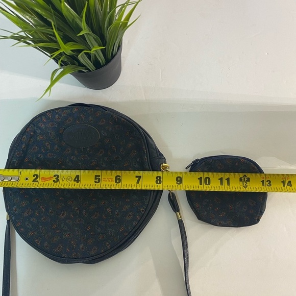 David Evans Silk Circle Crossbody Purse with Mini Bag, Navy Blue with Flowers - Picture 4 of 9